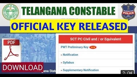 POLICE CONSTABLE PRELIMINARY EXAM KEY RELEASED BY TSL PRB OFFICIAL KEY // TSLPRB // PC KEY