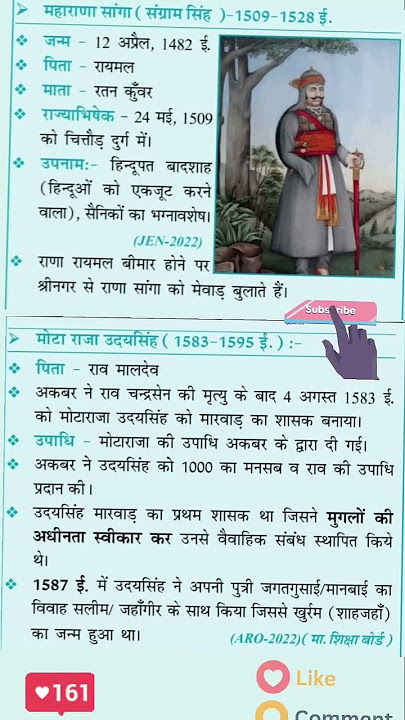 महाराणा सांगा व मोटा राजा उदय सिंह #gk #history #rajasthan #viral #trending #youtubeshorts