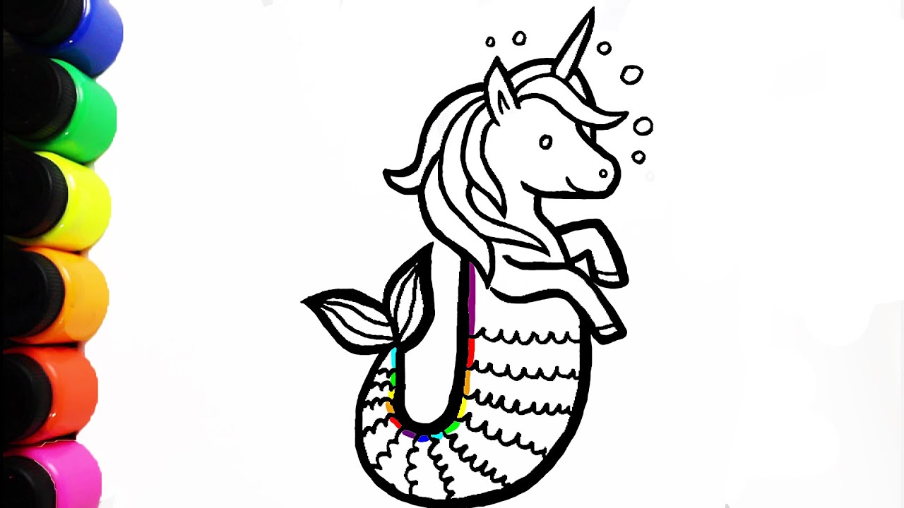  Mermaid  Unicorn  Drawing and Coloring  sunny kids art 