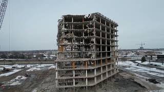 Southgate Building in Bloomington Aerial Drone Footage of Demolition