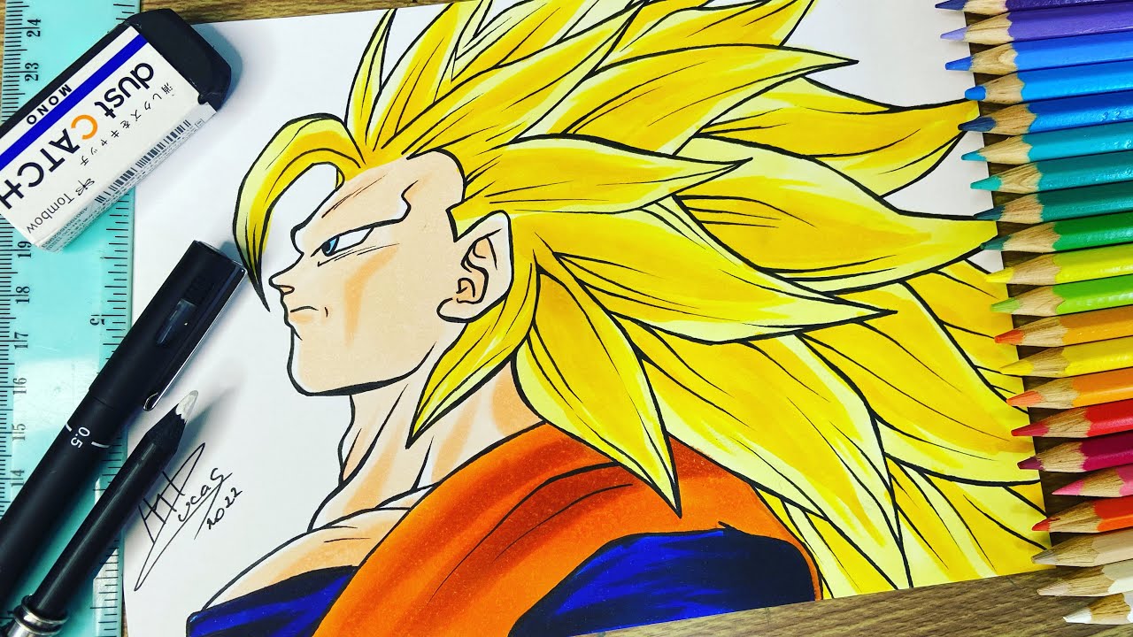 Veja como é facil desenhar o Goku aprenda a desenhar os super