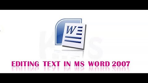 Class 4 Ch 5 Editing Text In MS Word 2007 Part 1