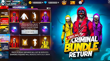 Ob51 100% All Criminal Bundle Return Event 💥| Next Mystery Shop Discount Event | Free Fire New Event