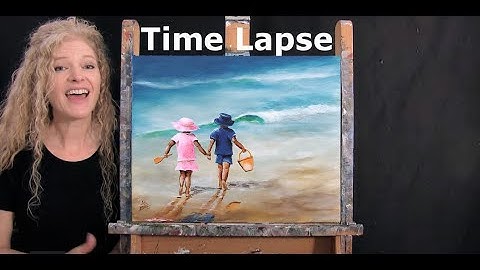 TIME LAPSE - Learn How to Paint "KIDS ON A BEACH" with Acrylic Paint- Step by Step Video Tutorial