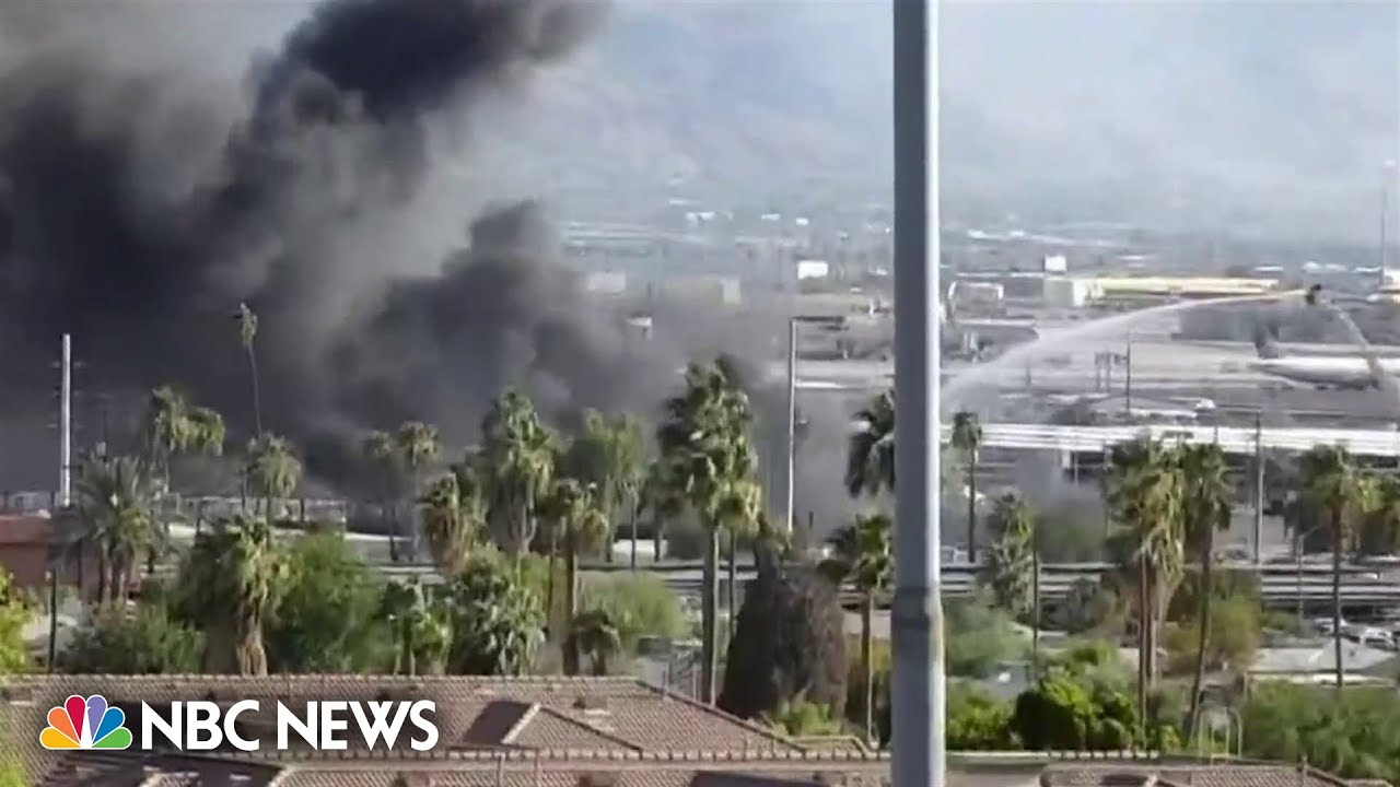 WATCH: Large fire burns near Phoenix airport sending heavy plumes of smoke into sky