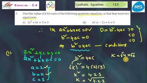QUADRATIC EQUATIONS  TS &AP Q E EX 5 4 Q 2 X MATHS