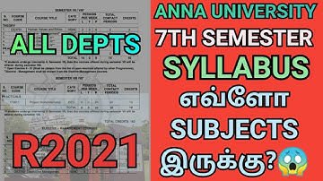 Anna University 7th Semester Syllabus! 🎯| Engineering 4th Year Syllabus 😎| Regulation 2021 | 7th Sem