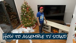 Assembling TV stand with fireplace