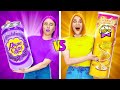 EATING ONLY ONE COLOR FOOD FOR 24 HOUR || Last to stop eating wins! Challenges by 123 Go! GENIUS