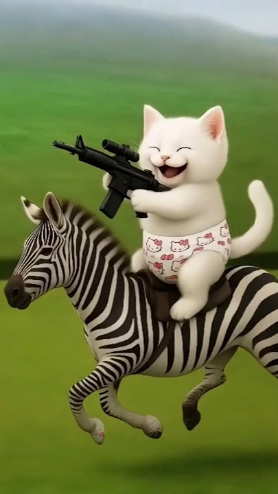 Lion gets shot by bad kitty & zebra 🐱🦁 AI Cat Funny Cartoon