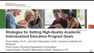 Strategies for Setting High Quality Academic Individualized Education Program Goals