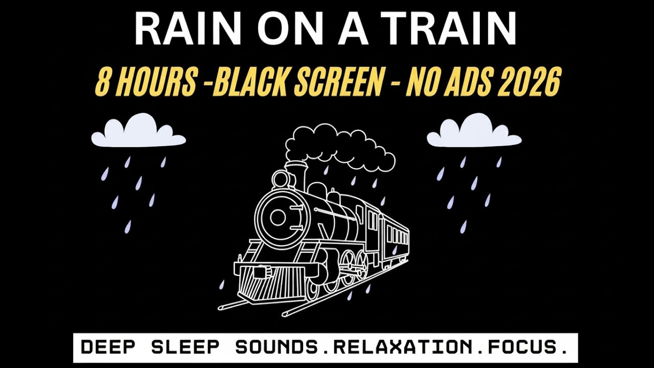 Rain on A Train (Black Screen) | 8 Hours Sleep Sounds No Ads