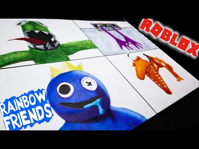 HOW TO DRAW BLUE ORIGINS from ROBLOX RAINBOW FRIENDS  como dibujar a azul  de roblox rainbow friends 