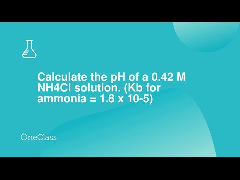 Calculate the pH of a 042 M NH4Cl solution Kb for ammonia = 18 x 10-5