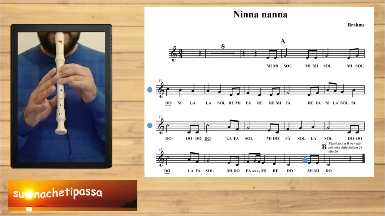Ninna nanna Brahms - Note - Versione per flauto/strumenti DO - YouTube