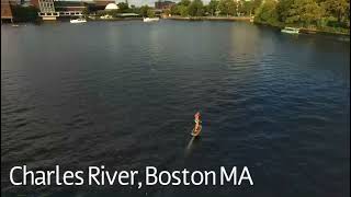 Fliteboard eFoil & Skydio 2 session, both “flying” over Charles River Boston