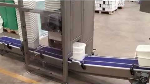 Bucket destacker and bag placing