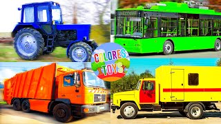 Машинки - изучаем транспорт, строительную технику  и цвета, развивающие видео для детей