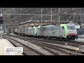 2018-04 [HD] Bahnhof Brig on the platform, Lovely mix off trains, trains with helpers over the ramp!