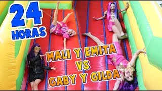 24 HORAS EN UN INFLABLE BRINCOLIN  mali y emitas vs gaby y gilda / Gaby y Gilda