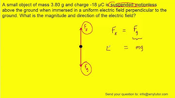 A small object of mass 3.80 g and charge -18 µC is suspended motionless above the ground when immers