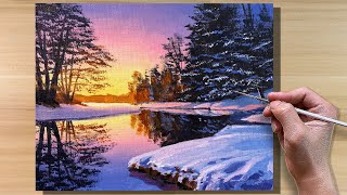 Acrylic Painting Winter Lake Sunset / Time-lapse by Correa Art 3,337 views 13 days ago 8 minutes, 30 seconds