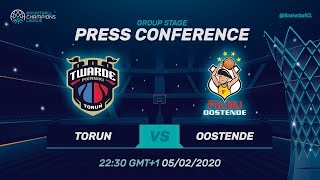 Polski Cukier Torun v Filou Oostende - Press Conference - Basketball Champions League 2019