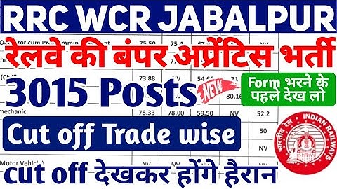WCR Apprentice का cut off देखिए, West Central Railway Jabalpur Apprentice cut off 2023