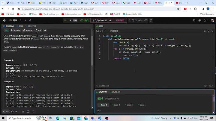 Leetcode 1909. Remove One Element to Make the Array Strictly Increasing (brute to greedy)