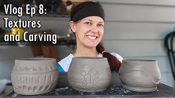 Adding Texture and Carving Pots | New Trim Tool! | Learning Pottery Vlog | Ep 8