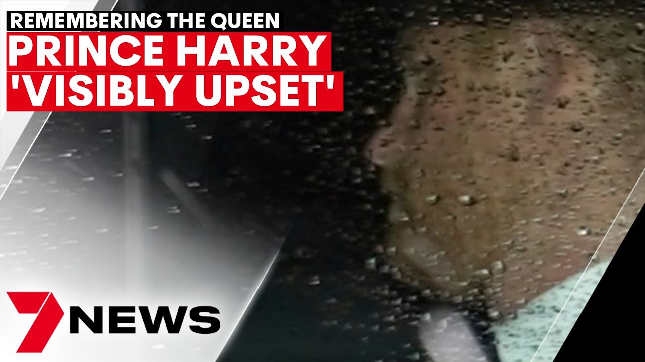 Prince Harry 'visibly upset' as the last Royal to arrive at Balmoral | 7NEWS