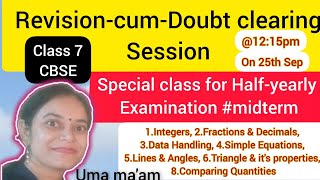 Half-Yearly Exam doubt clearing session for class 7 CBSE