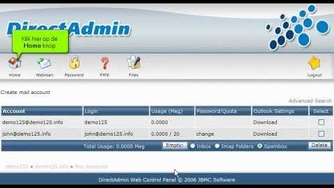 E-mail adressen aanmaken in DirectAdmin