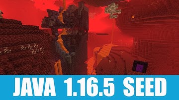 Minecraft Java 1.16.5 Seed: Exposed mineshaft, village, and portal at spawn that goes to bastion
