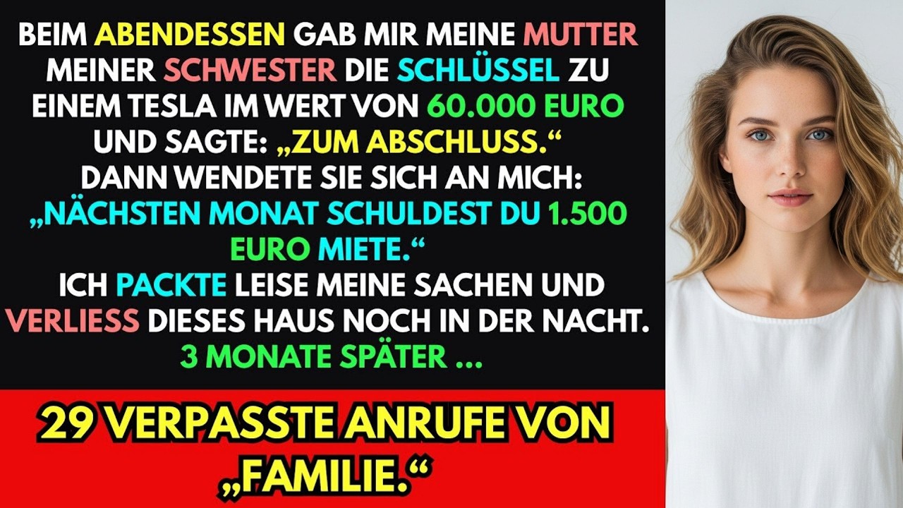 Meine Schwester bekam ein Auto zum Abschluss.Ich bekam die Miete. Ich ging–jetzt flehen sie mich an…