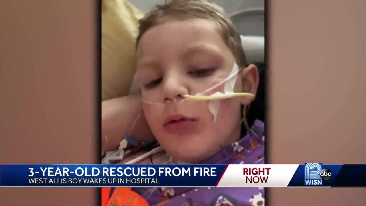 West Allis toddler rescued from house fire wakes up Wednesday - YouTube