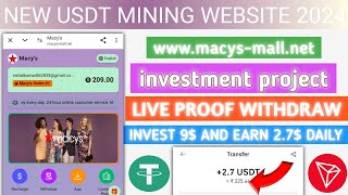 macysmall.net new usdt mining website 2023 | best usdt mining site every day earning
