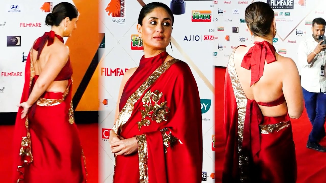 Kareena Kapoor Mesmerizing Look In Silk Saree At Filmfare Awards 2024