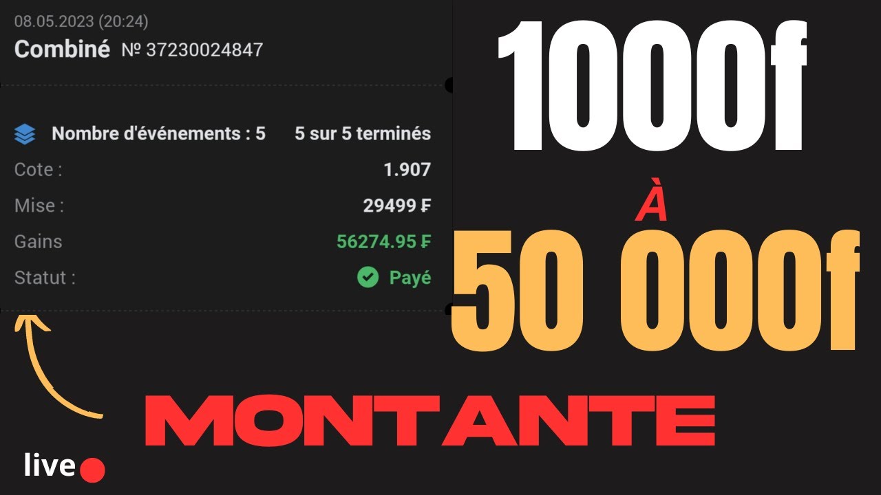 CHALLENGE ! 1000F à 50000F en live sur 1xbet / MONTANTE SUR 1XBET