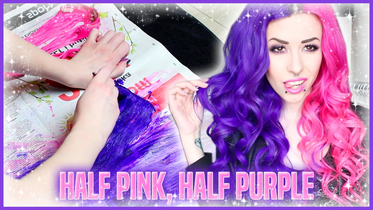 Tutorial Split Dye Extensions Half Purple Half Pink Youtube Tutorial Split Dye Extensions Half Purple Half Pink Youtube