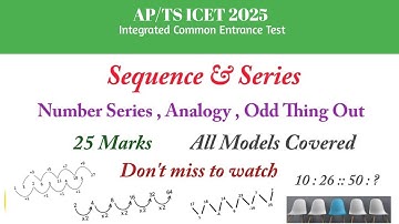 Sequence and Series || AP/TS ICET 2025 || Number series || Analogy || Odd One Out || 25 Marks