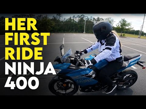 Her First time riding on a 2021 Kawasaki Ninja 400 (NEW RIDER)