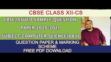 Sample Question Paper with Answer Key 2020-21 | Free Download | CBSE Class 12 -CS | Vlog-108