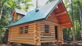 Father &amp; Son Build their Dream Log Cabin in the Canadian Wilderness (FULL BUILD)