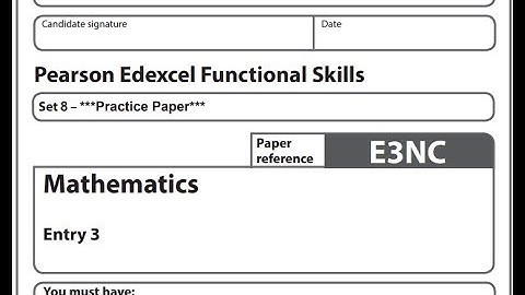 Functional Skills Maths E3 Past Paper 8 Pearson Edexcel