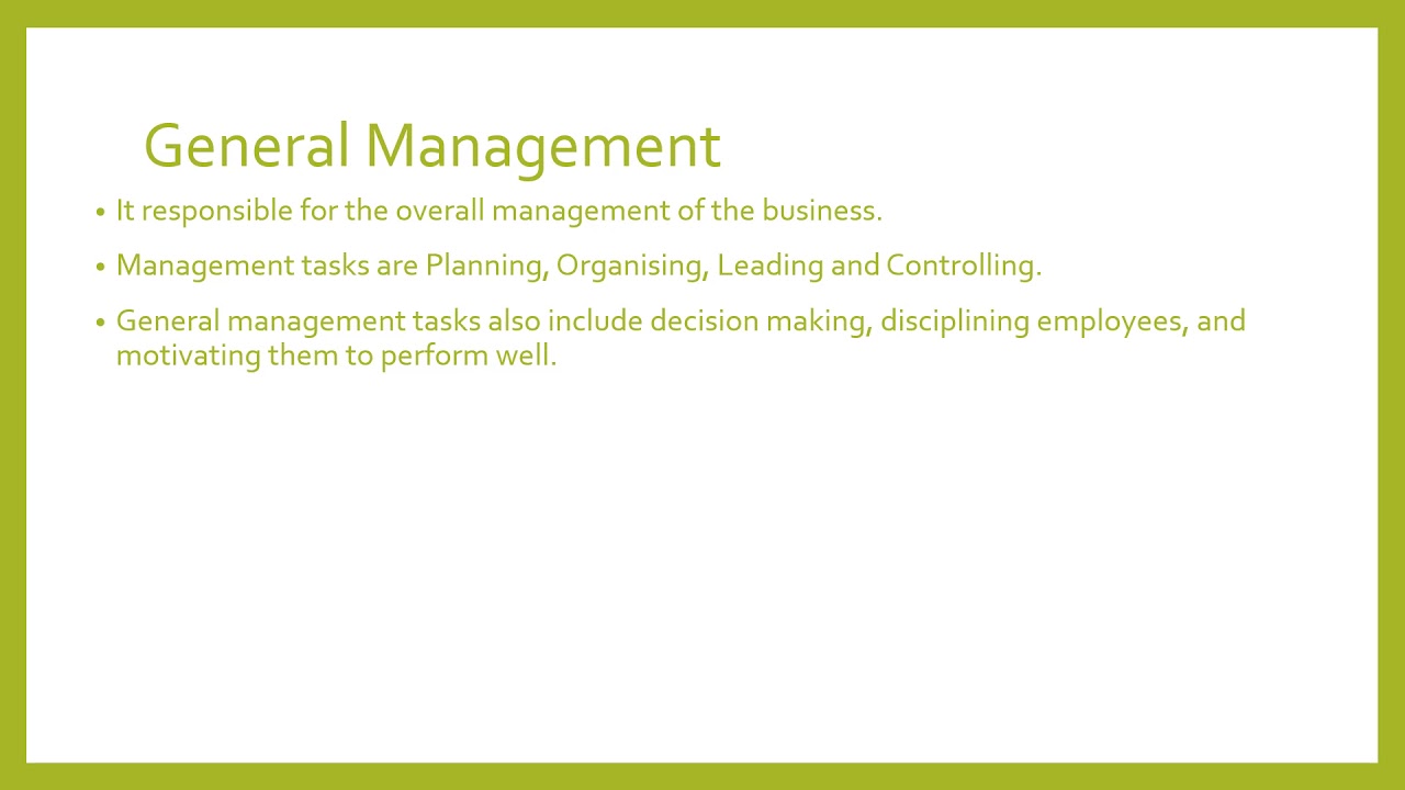 General Management Function Summary YouTube