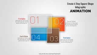 68.Create 4 Step Square Shape Infographic ANIMATION|Powerpoint Animations