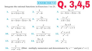 Exercise 7.5|Q.3,4,5|Class-12|Integrals by partial fraction|NCERT Mathematics|
