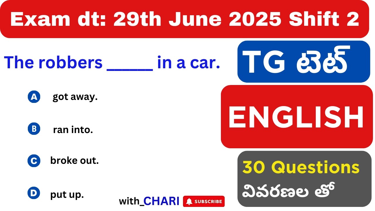 TG TET 2026 English Paper Preparation: 30 Q&A from TS TET-II 2025 Paper Shift-2 (29-06-2025) 