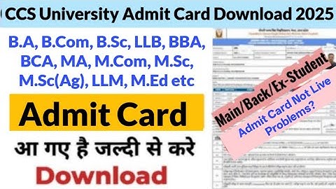 How to download CCSU Admit Card 2025 | CCSU Odd Semester Dec-2025 Admit Card | Admit Card Problems